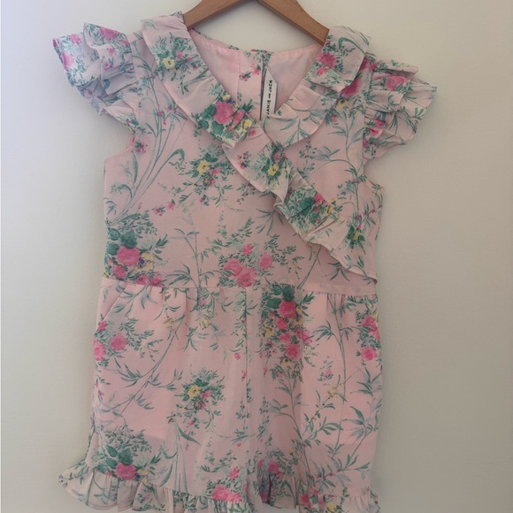 Floral Ruffle Pink Dress Worn One Time for Pictures - Picture 1 of 3